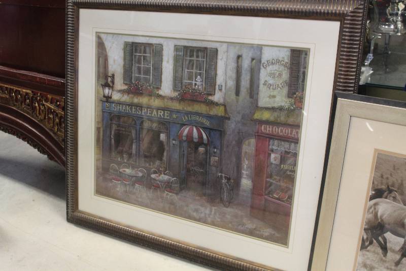 lot 370 image: French Street by Ruanes Manning Framed Matted Painting