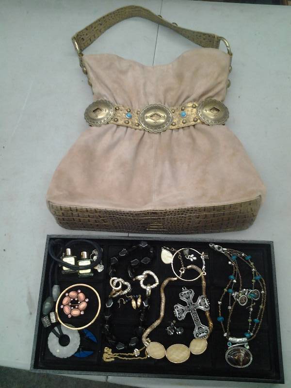 lot 22 image: Southwest Style Purse & Assorted Jewelry