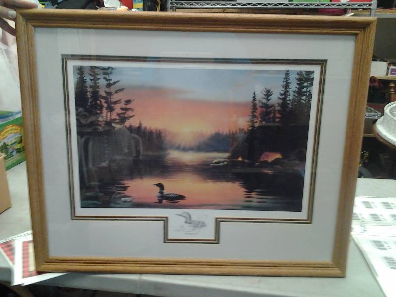lot 29 image: Leo Stans Framed Loon Print