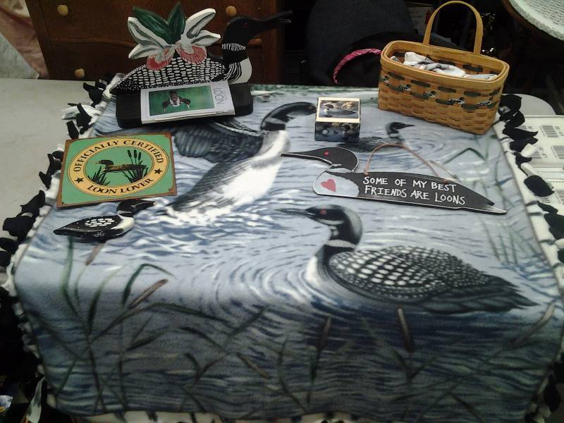 lot 35 image: Loon Decor Fleece Blanket, Shelf, Wall Decor, BasketTowels