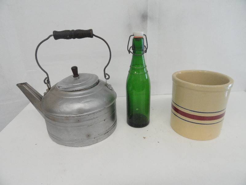 Vintage tea Kettle Crock Bottle