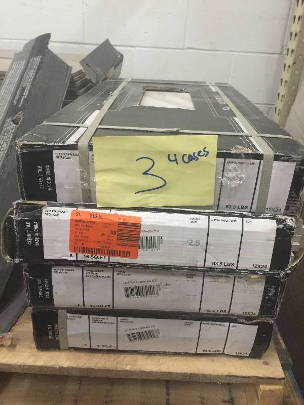 lot 3 image: MS International Strata 12 in. x 24 in. Glazed Ceramic Floor and Wall Tile (16 sq. ft.  case) 4 cases open box never used Model # NHDSTR1224