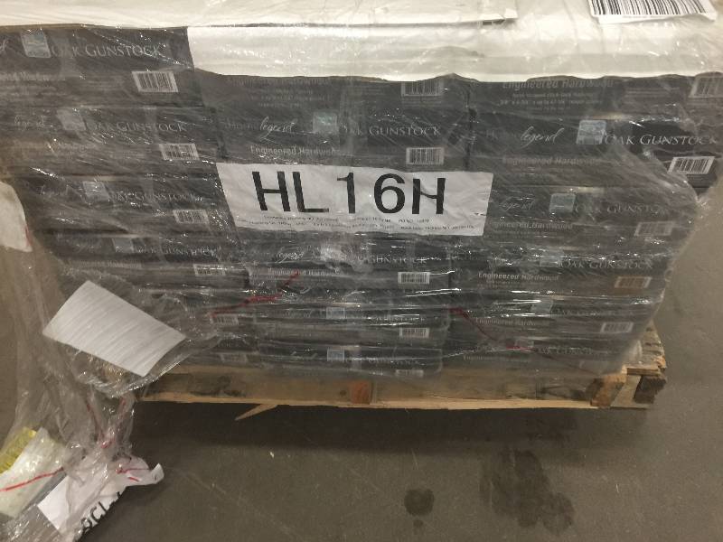 lot 11 image: Home Legend Hand Scraped Oak Gunstock 38 in. T x 4-34 in. W x Varying Length Click Lock Hardwood Flooring (24.94 sq. ft.  case)  18 cases open box never used Model # HL16H