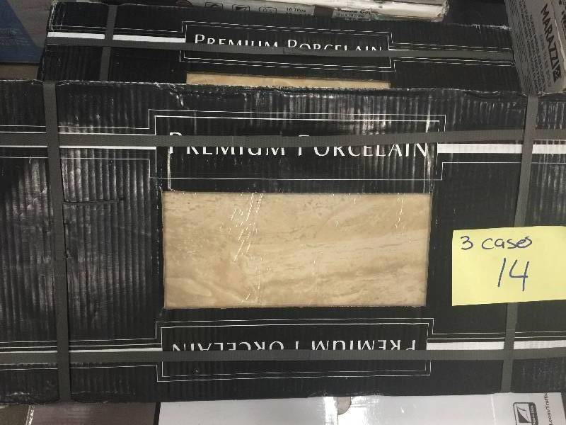lot 14 image: MARAZZI Developed by Nature Rapolano 12 in. x 12 in. Glazed Porcelain Floor and Wall Tile (14.55 sq. ft.  case) 3 cases open box never used Model # DN131212HD1P6