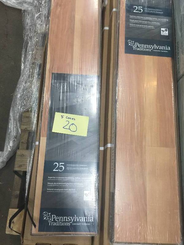lot 20 image: Pennsylvania Traditions Birch 12 mm Thick x 7.96 in. Wide x 47.51 in. Length Laminate Flooring (13.13 sq. ft.  case) 5 cases open box never used Model # 367841-00240