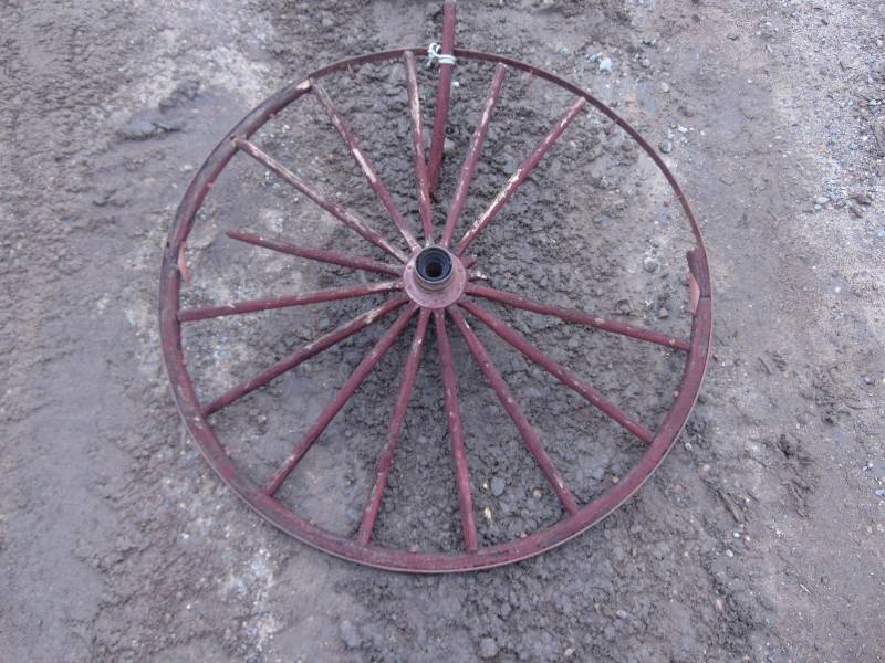 lot 136 image: (2) Wooden Wagon Wheels