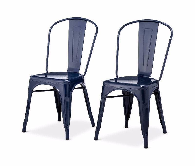 lot 45 image: New Carlisle High Back Metal Dining Chair - Color Navy - ( Set of 2 )