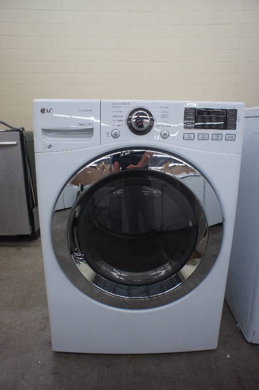 lot 7 image: New - Scratch & Dent LG Model # (DLEX3370W) - SteamDryer DLEX3370W Front-Loading Electric Dryer - White Color -    Tested Works - MSRP $ 1199.99