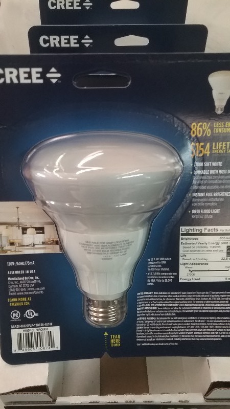 lot 18 image: Cree 65W Equivalent Soft White (2700K) BR30 LED Flood Light Bulb 8pc