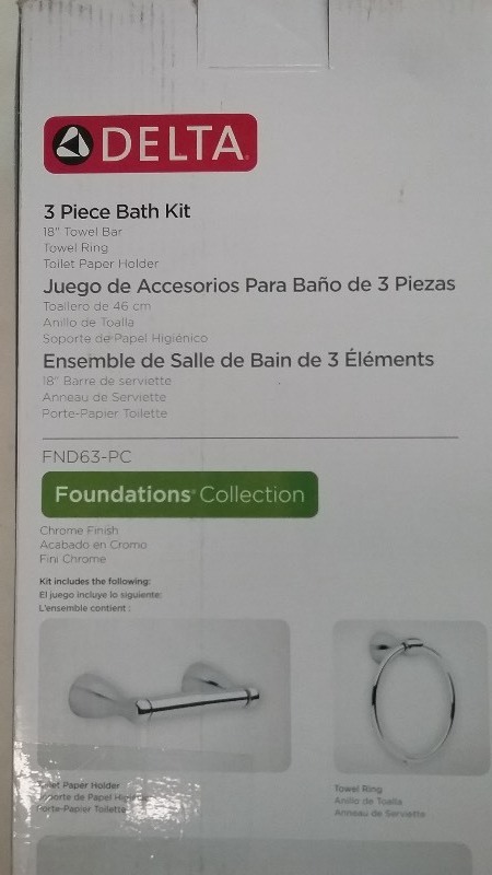 lot 27 image: Delta 3 Piece Bath Set, Foundations Collections