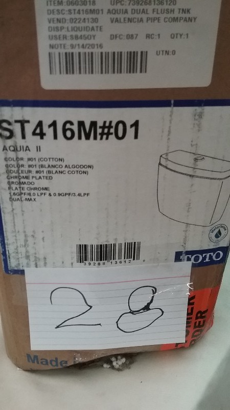 lot 28 image: TOTO Aqua II, Toilet Tank