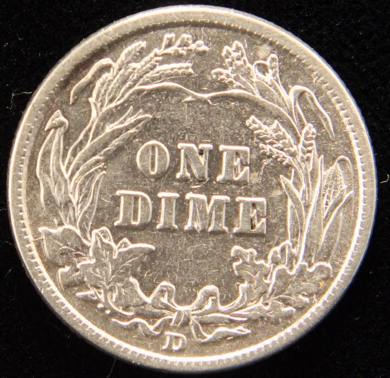 1914-D BARBER SILVER DIME AU CLEANED