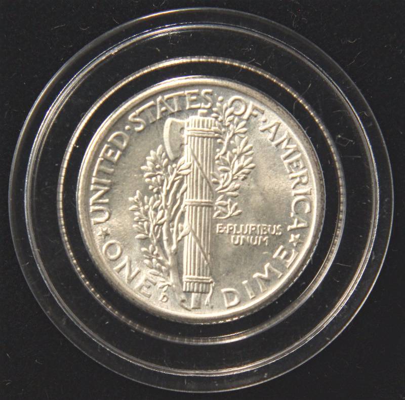 1941-D MERCURY SILVER DIME BU FSB FULL SPLIT BANDS IN AIRTITE