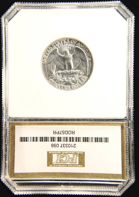 RARE ERROR SLAB 1957 PROOF WASHINGTON SILVER QUARTER LABELED 10C PR68 PCI