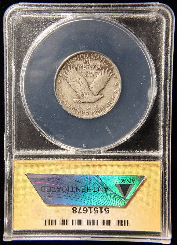 1923 STANDING LIBERTY SILVER QUARTER VF20 ANACS