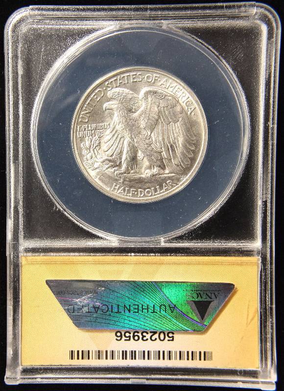 1942-D WALKING LIBERTY SILVER HALF DOLLAR MS63 ANACS