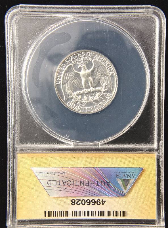 1964 PROOF WASHINGTON SILVER QUARTER PR67 ANACS