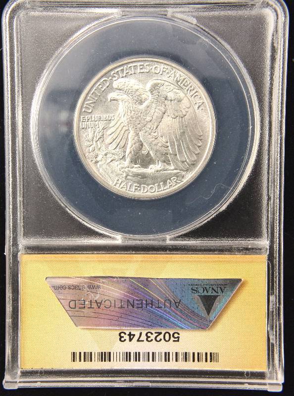 1942 WALKING LIBERTY SILVER HALF DOLLAR MS65 ANACS