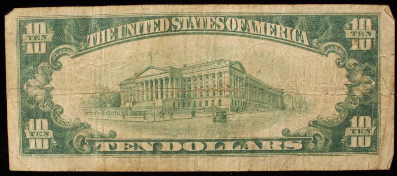 1928 $10 FEDERAL RESERVE REDEEMABLE IN GOLD NOTE FINE