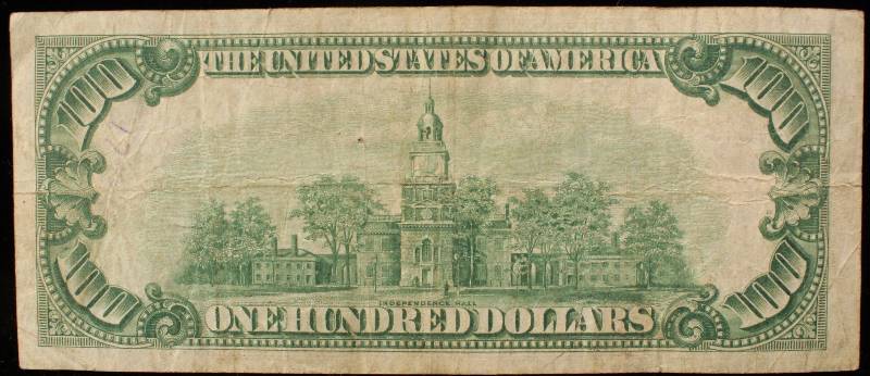 1928 $100 FEDERAL RESERVE NOTE REDEEMABLE IN GOLD VF