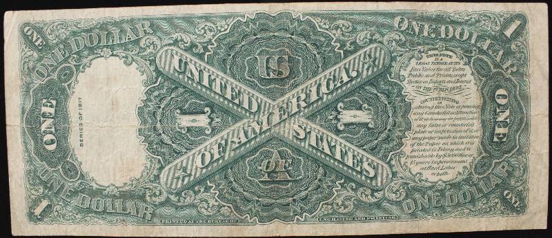 1917 LARGE SIZE $1 SAW HORSE REVERSE US LEGAL TENDER XF