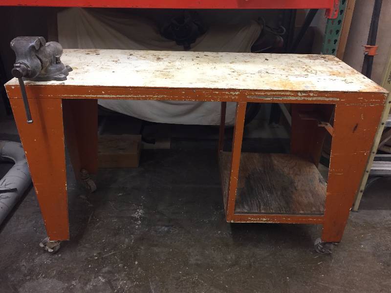 lot 25 image: Industrial Work Table  Repurposing Table