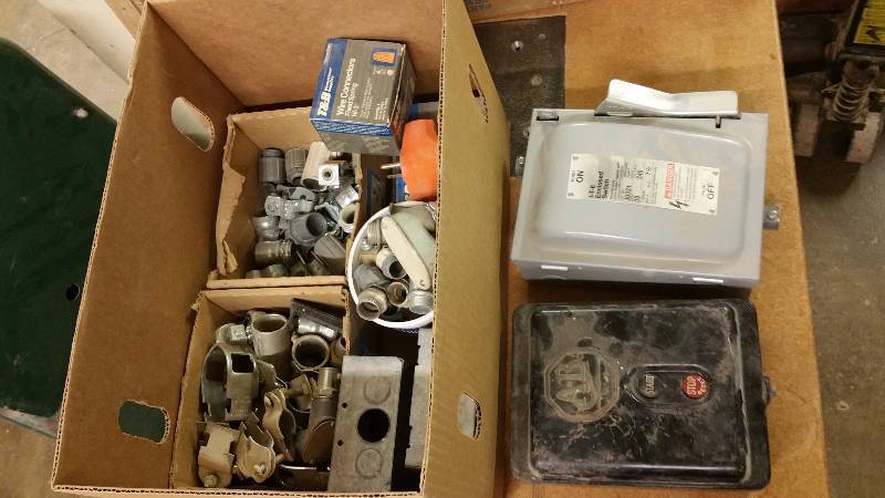 lot 39 image: (2) Enclosed Switches, Wire Connectors, Etc.