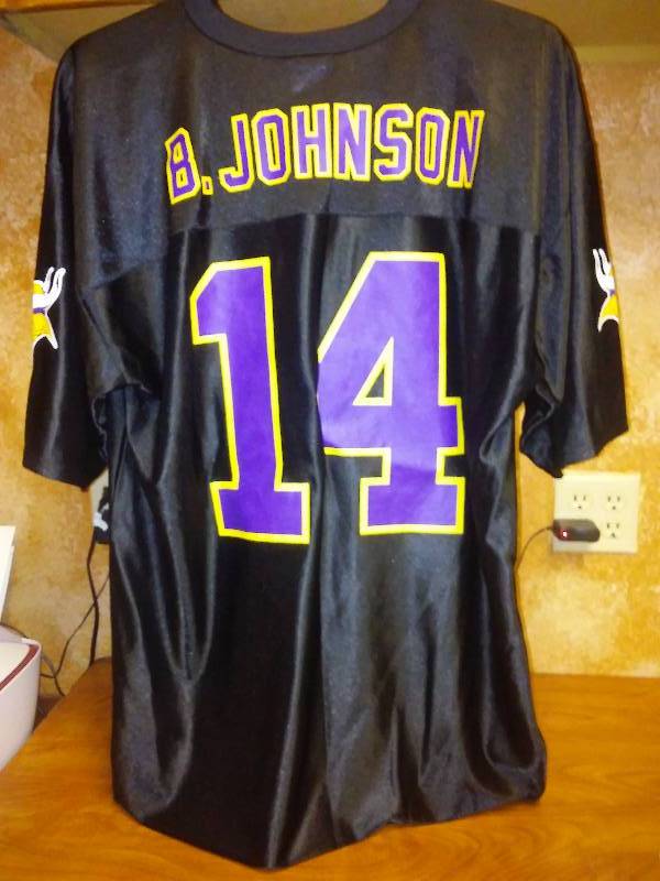 lot 36 image: MN Vikings NFL Black Jersey #14  XL
