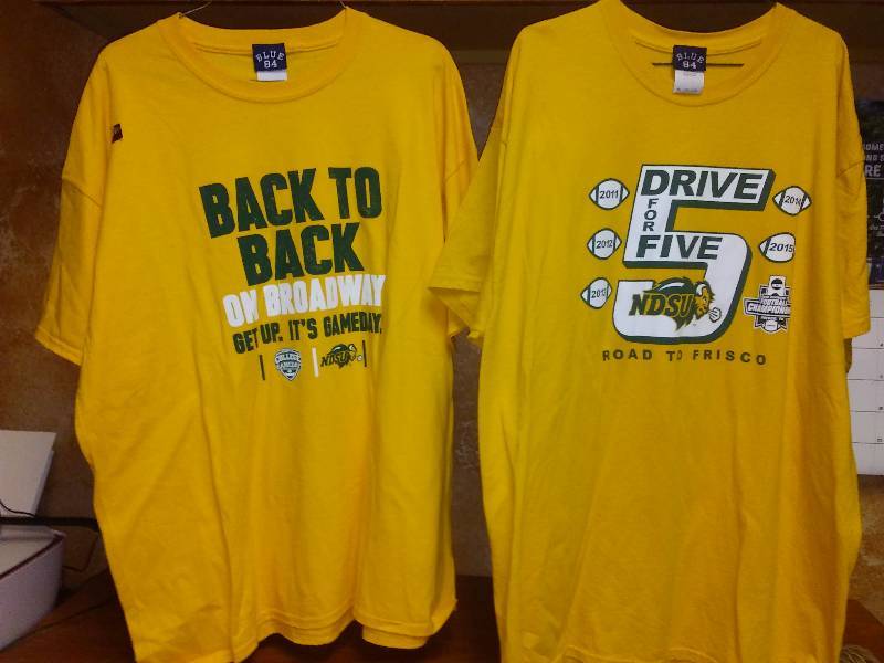 lot 59 image: 2 NDSU Bison NCAA football T Tee shirts XL