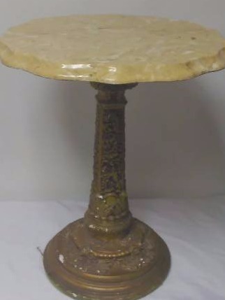 lot 14 image: Marble Accent Table, Plaster Base, Scalloped Edge Marble Top, SHIPPING not available for this item