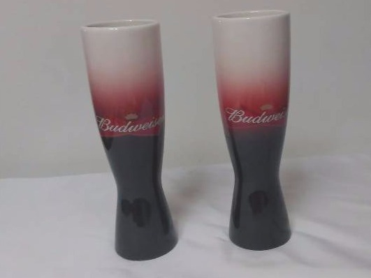 lot 16 image: 9 BUDWEISER Tall Porcelain Glasses (2)
