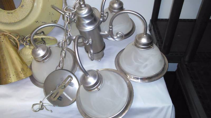lot 85 image: 5 Light Chandelier (brushed nickelsilver finish)