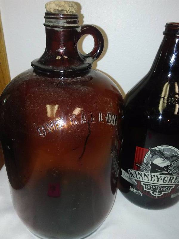 lot 88 image: Vintage Glass Bottle 1-gallon Brown Jug, Kinney Creek Whalers