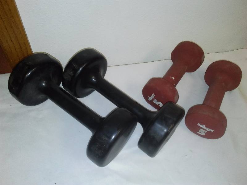 lot 134 image: Hand Weights (4) 10 lb. (2) and 5 lb. (2)