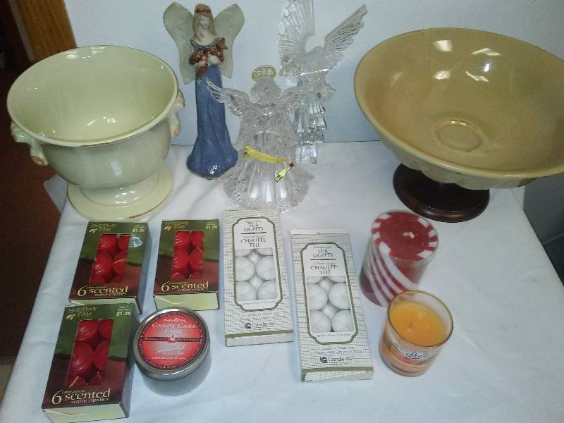 lot 137 image: Home Accent Lot, Candles, Dcor Ceramics, and Angel Figurines
