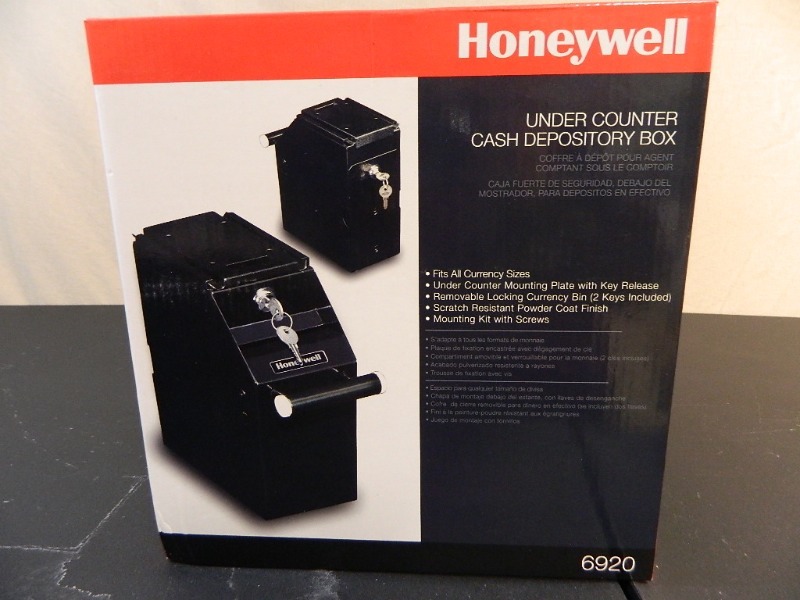lot 23 image: New Honeywell Under Counter Cash Depository Box