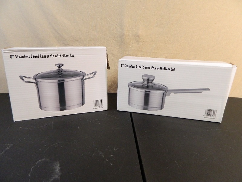 lot 62 image: 2 New Stainless Steel Pots