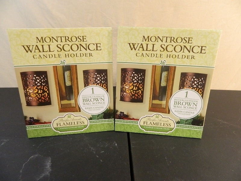 lot 94 image: 2 New Flameless Candle Wall Sconces