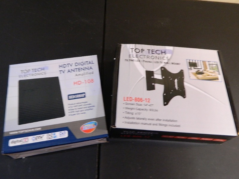 lot 104 image: New HD TV Antenna and TV Wall Mount