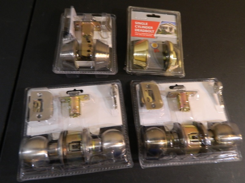 lot 142 image: 2 New Door Knobs and 2 New Deadbolts