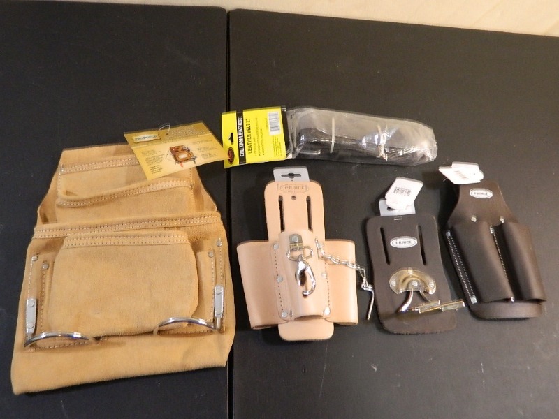 lot 143 image: New Leather Tool Pouches and Belt