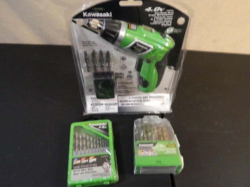 lot 149 image: New Kawasaki Cordless Screwdriver and Drill Bits