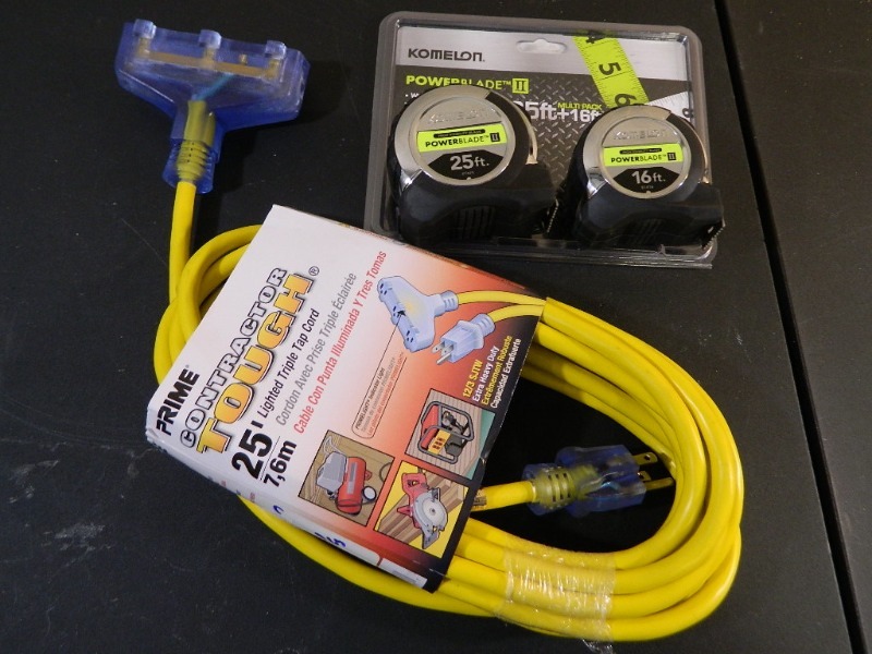 lot 150 image: New Extension Cord and Tape Measures