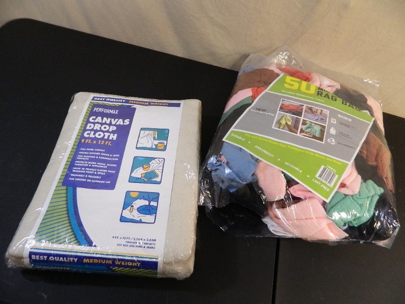 lot 161 image: New Canvas Drop Cloth and Rags