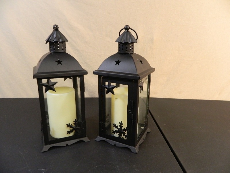 lot 206 image: 2 New Metal Lanterns with Flameless Candles