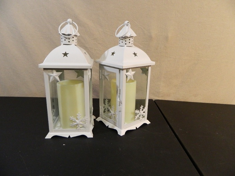 lot 207 image: 2 New Metal Lanterns with Flameless Candles