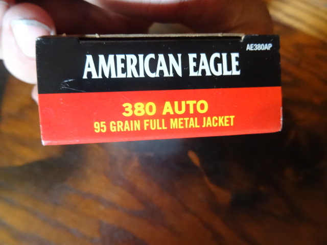 American Eagle Auto 380 auto bullets. 95 grain full metal jacket. 50 per box. 1 Box. AE380AP