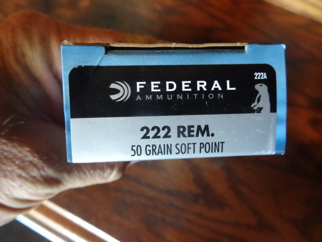 Federal 222 Rem 50 grain soft point. 20 Shells. 1 box. 222A