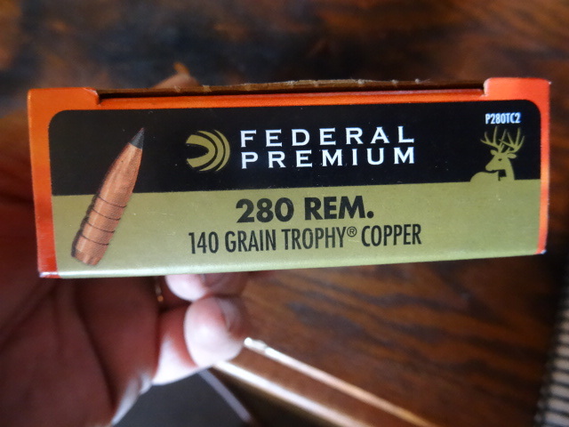 Federal premium ammunition 280 Rem 140 grain trophy copper. P280TC2. 20 per box. 1 Box.