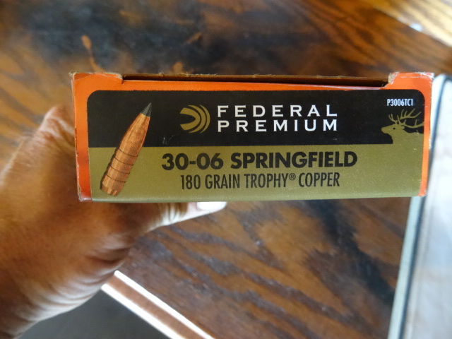 Federal Premium 30-06 Springfield 180 grain trophy copper. P3006TC1. 20 shells per box. 1 box